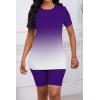 imagePINSV Womens 2 Piece Outfits Summer Printing Bodycon Short Pants Workout Sets5purple Gradient