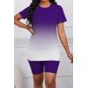 imagePINSV Womens 2 Piece Outfits Summer Printing Bodycon Short Pants Workout Sets5purple Gradient