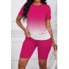 imagePINSV Womens 2 Piece Outfits Summer Printing Bodycon Short Pants Workout Sets5rose Red Gradient