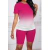imagePINSV Womens 2 Piece Outfits Summer Printing Bodycon Short Pants Workout Sets5rose Red Gradient