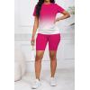 imagePINSV Womens 2 Piece Outfits Summer Printing Bodycon Short Pants Workout Sets5rose Red Gradient