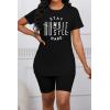 imagePINSV Womens 2 Piece Outfits Summer Printing Bodycon Short Pants Workout Sets9black