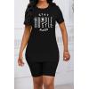 imagePINSV Womens 2 Piece Outfits Summer Printing Bodycon Short Pants Workout Sets9black