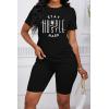imagePINSV Womens 2 Piece Outfits Summer Printing Bodycon Short Pants Workout Sets9black