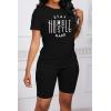 imagePINSV Womens 2 Piece Outfits Summer Printing Bodycon Short Pants Workout Sets9black