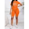 imagePINSV Womens 2 Piece Outfits Summer Printing Bodycon Short Pants Workout Sets9orange Print