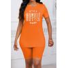 imagePINSV Womens 2 Piece Outfits Summer Printing Bodycon Short Pants Workout Sets9orange Print