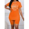 imagePINSV Womens 2 Piece Outfits Summer Printing Bodycon Short Pants Workout Sets9orange Print