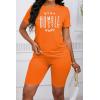 imagePINSV Womens 2 Piece Outfits Summer Printing Bodycon Short Pants Workout Sets9orange Print