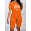 imagePINSV Womens 2 Piece Outfits Summer Printing Bodycon Short Pants Workout Sets9orange Print