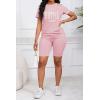 imagePINSV Womens 2 Piece Outfits Summer Printing Bodycon Short Pants Workout Sets9pink Print