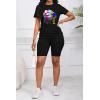 imagePINSV Womens 2 Piece Outfits Summer Printing Bodycon Short Pants Workout SetsAblack