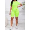 imagePINSV Womens 2 Piece Outfits Summer Printing Bodycon Short Pants Workout SetsBfluo Green