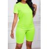 imagePINSV Womens 2 Piece Outfits Summer Printing Bodycon Short Pants Workout SetsBfluo Green