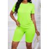 imagePINSV Womens 2 Piece Outfits Summer Printing Bodycon Short Pants Workout SetsBfluo Green