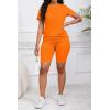 imagePINSV Womens 2 Piece Outfits Summer Printing Bodycon Short Pants Workout SetsBorange