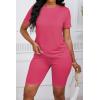 imagePINSV Womens 2 Piece Outfits Summer Printing Bodycon Short Pants Workout SetsBrose Red