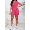imagePINSV Womens 2 Piece Outfits Summer Printing Bodycon Short Pants Workout SetsBrose Red