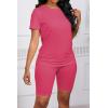 imagePINSV Womens 2 Piece Outfits Summer Printing Bodycon Short Pants Workout SetsBrose Red