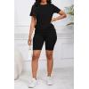 imagePINSV Womens 2 Piece Outfits Summer Printing Bodycon Short Pants Workout SetsBsolid Black