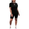 imagePINSV Womens 2 Piece Outfits Summer Printing Bodycon Short Pants Workout SetsBsolid Black