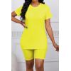 imagePINSV Womens 2 Piece Outfits Summer Printing Bodycon Short Pants Workout SetsByellow
