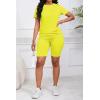 imagePINSV Womens 2 Piece Outfits Summer Printing Bodycon Short Pants Workout SetsByellow