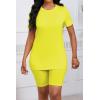imagePINSV Womens 2 Piece Outfits Summer Printing Bodycon Short Pants Workout SetsByellow