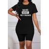 imagePINSV Womens 2 Piece Outfits Summer Printing Bodycon Short Pants Workout SetsCblack