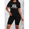 imagePINSV Womens 2 Piece Outfits Summer Printing Bodycon Short Pants Workout SetsCblack