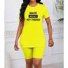 imagePINSV Womens 2 Piece Outfits Summer Printing Bodycon Short Pants Workout SetsCyellow
