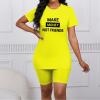 imagePINSV Womens 2 Piece Outfits Summer Printing Bodycon Short Pants Workout SetsCyellow