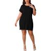 imagePINSV Womens Casual Summer T Shirt Dresses Short Sleeve Tunic Dress with PocketsBlack