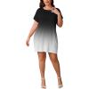 imagePINSV Womens Casual Summer T Shirt Dresses Short Sleeve Tunic Dress with PocketsBlack Gradient