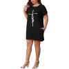 imagePINSV Womens Casual Summer T Shirt Dresses Short Sleeve Tunic Dress with PocketsBlack Prints