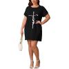 imagePINSV Womens Casual Summer T Shirt Dresses Short Sleeve Tunic Dress with PocketsBlack Prints