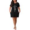 imagePINSV Womens Casual Summer T Shirt Dresses Short Sleeve Tunic Dress with PocketsBlack Prints