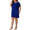 imagePINSV Womens Casual Summer T Shirt Dresses Short Sleeve Tunic Dress with PocketsBlue
