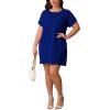 imagePINSV Womens Casual Summer T Shirt Dresses Short Sleeve Tunic Dress with PocketsBlue