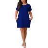imagePINSV Womens Casual Summer T Shirt Dresses Short Sleeve Tunic Dress with PocketsBlue