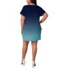 imagePINSV Womens Casual Summer T Shirt Dresses Short Sleeve Tunic Dress with PocketsDark Blue Gradient
