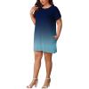imagePINSV Womens Casual Summer T Shirt Dresses Short Sleeve Tunic Dress with PocketsDark Blue Gradient