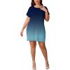 imagePINSV Womens Casual Summer T Shirt Dresses Short Sleeve Tunic Dress with PocketsDark Blue Gradient