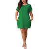 imagePINSV Womens Casual Summer T Shirt Dresses Short Sleeve Tunic Dress with PocketsGreen