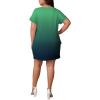 imagePINSV Womens Casual Summer T Shirt Dresses Short Sleeve Tunic Dress with PocketsGreen Print Gradient