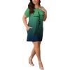 imagePINSV Womens Casual Summer T Shirt Dresses Short Sleeve Tunic Dress with PocketsGreen Print Gradient
