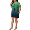 imagePINSV Womens Casual Summer T Shirt Dresses Short Sleeve Tunic Dress with PocketsGreen Print Gradient