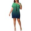 imagePINSV Womens Casual Summer T Shirt Dresses Short Sleeve Tunic Dress with PocketsGreen Print Gradient