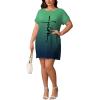 imagePINSV Womens Casual Summer T Shirt Dresses Short Sleeve Tunic Dress with PocketsGreen Print Gradient