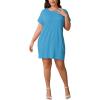 imagePINSV Womens Casual Summer T Shirt Dresses Short Sleeve Tunic Dress with PocketsLight Blue